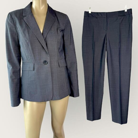 Classiques Entier Wool Blend 2 Piece Suit Set Blazer Jacket Size 6 Pants 8 Gray - Picture 1 of 12
